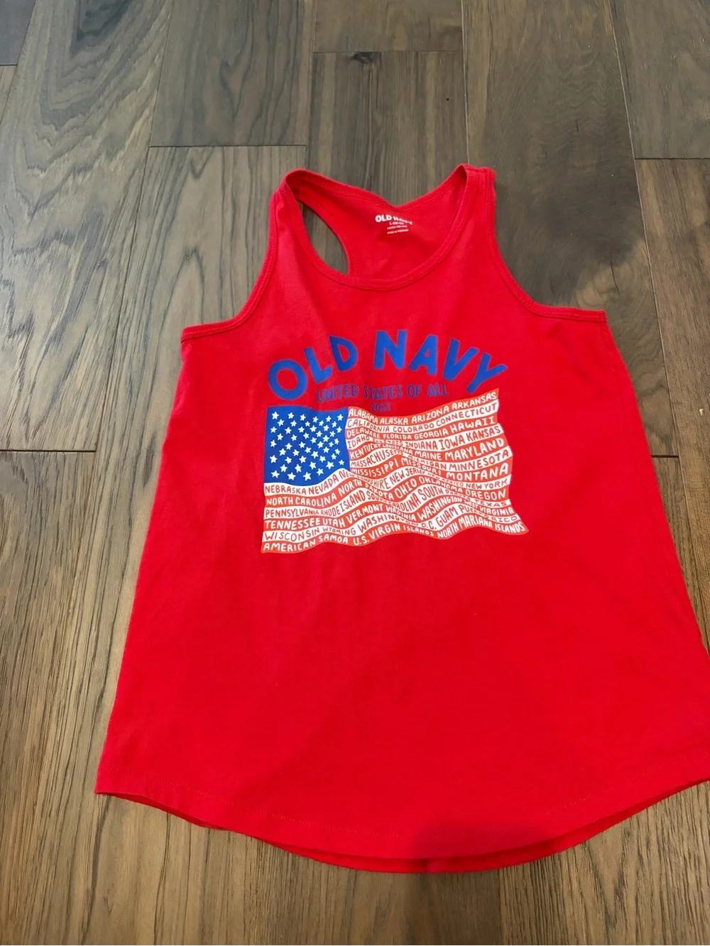 Old Navy Girls Patriotic United States of All Graphic Tank Top Size Large 10-12